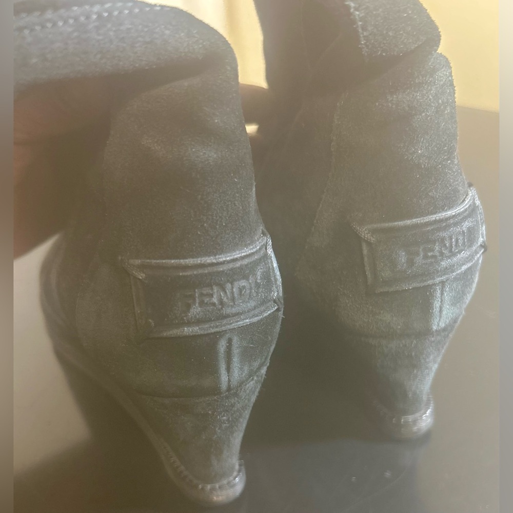 *SOLD*Authentic Fendi Black Suede Cathy Tall Wedge Boots - Picture 6 of 15